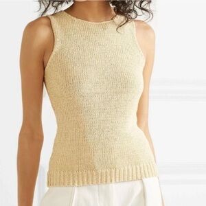 Theory Top Sleeveless Shell Merletto Tank Scoop Knit Fisherman Casual Chic Large